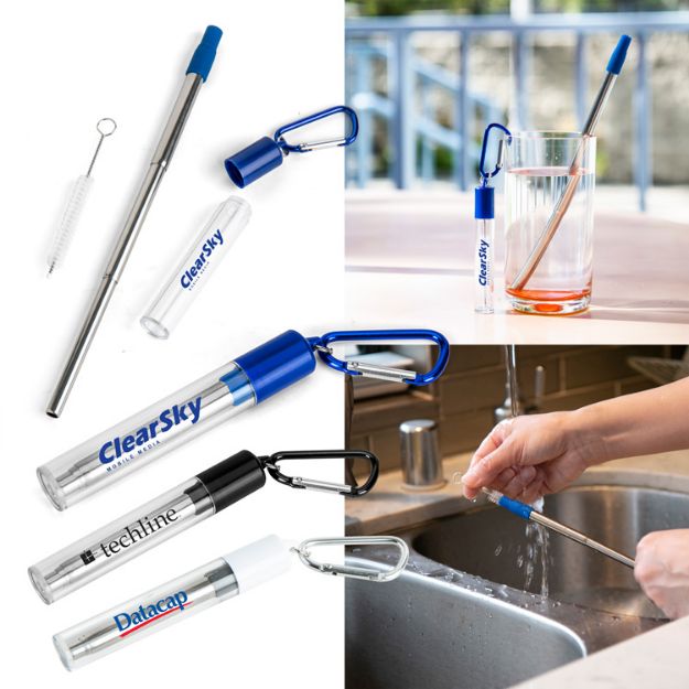 Reusable Straw in Stainless and Silcone with Custom Promotional Logo