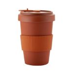 Reusable Bamboo Earth Tumbler with Matching Lid and Silicone Sleeve, Terracotta